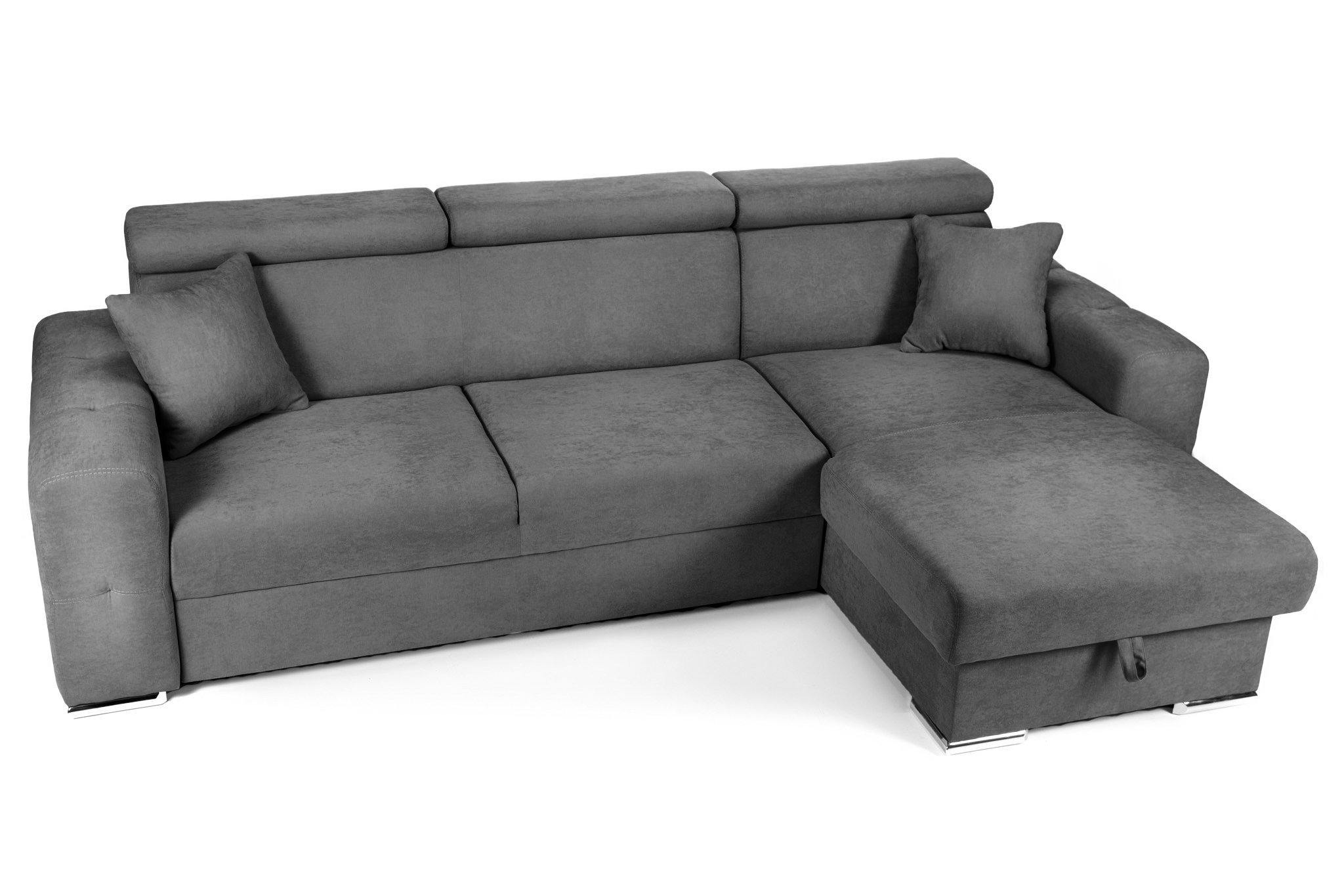 Coltar Extensibil BELLAGIO, sezlong interschimbabil, cu lada de depozitare, cu tetiere, 275x170x85 cm - Prestigehome.ro - Coltare - Prestige - #color_gri-inchis-enjoy