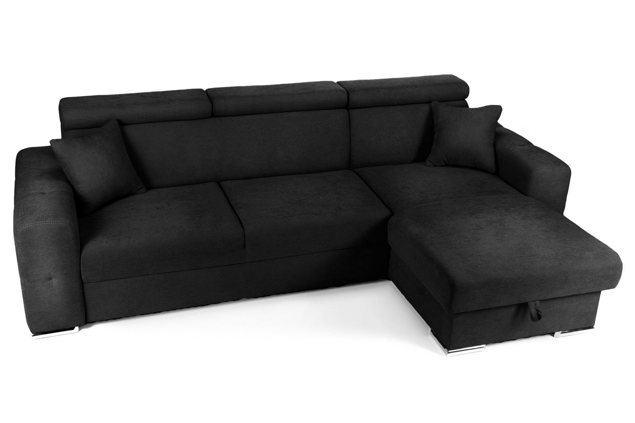 Coltar Extensibil BELLAGIO, sezlong interschimbabil, cu lada de depozitare, cu tetiere, 275x170x85 cm - Prestigehome.ro - Coltare - Prestige - #color_negru-enjoy