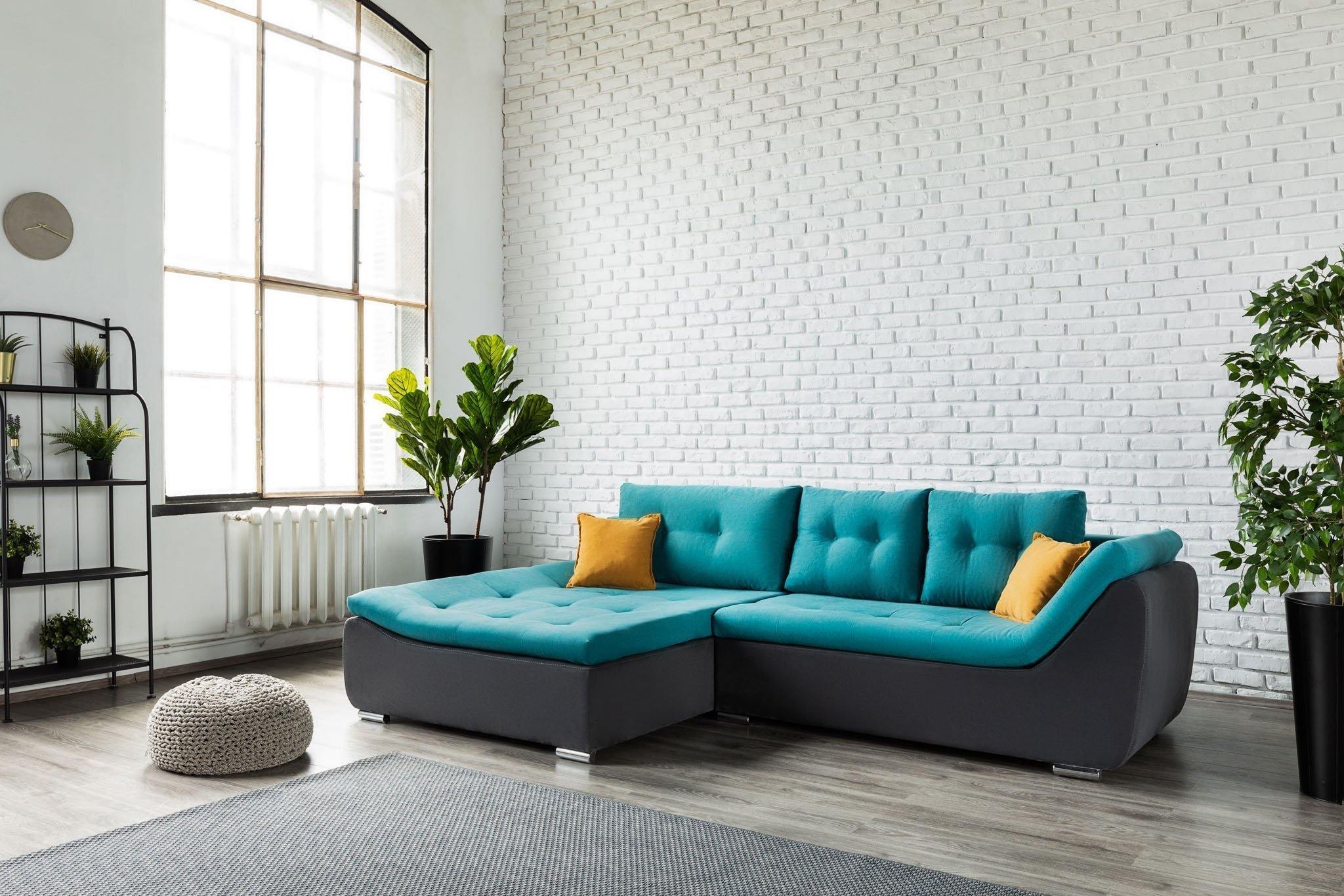 Coltar Extensibil pe dreapta LORENZO, cu lada de depozitare, 285x180x70 cm,- Prestigehome.ro - Coltare - Prestige - #color_Mango-Turcoaz-Negru-Enjoy