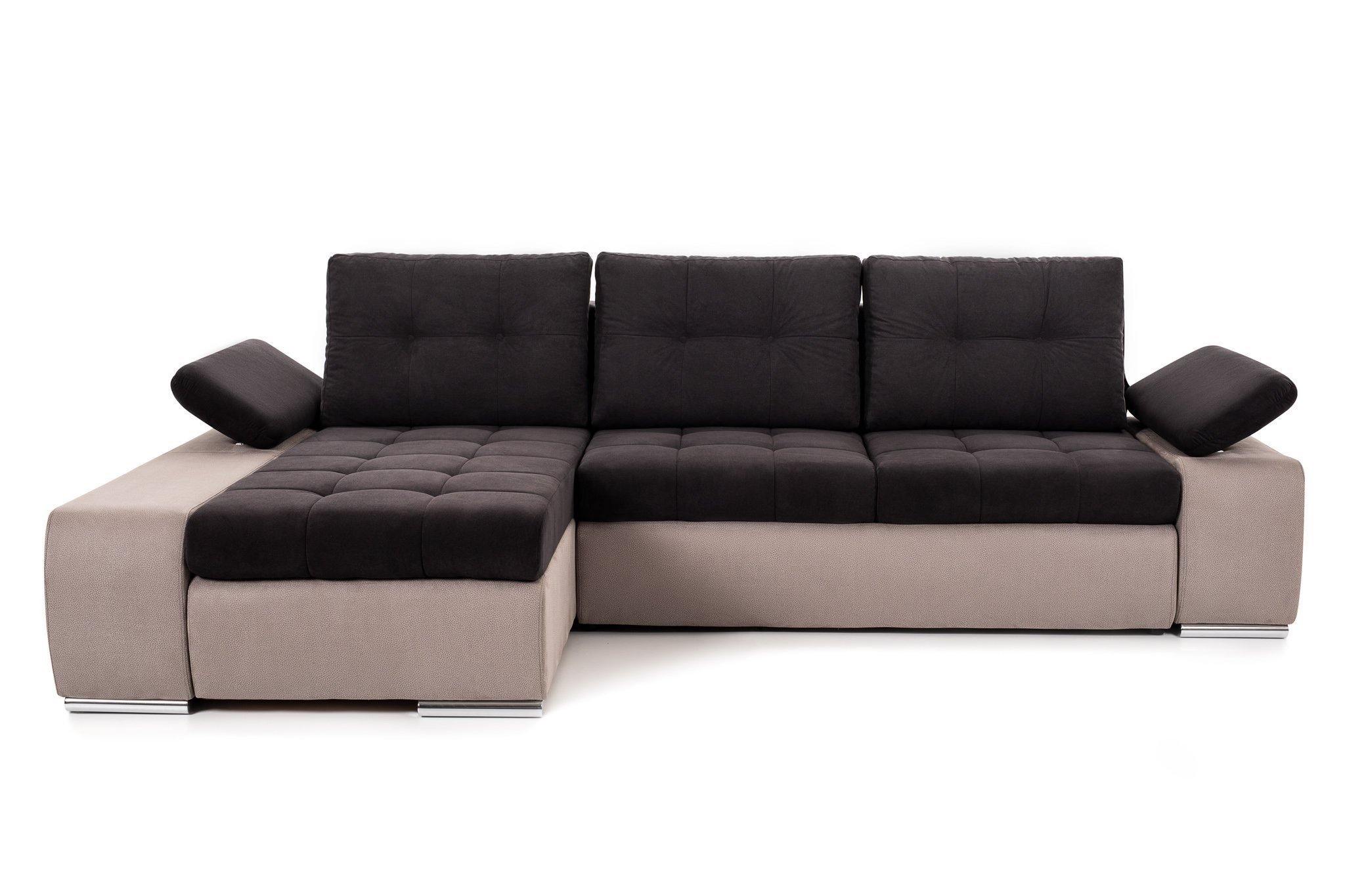 Colțar Extensibil VENETIA, cu ladă de depozitare, variante stânga/dreapta 290x170x80 cm, #color_Negru-Bej-Enjoy