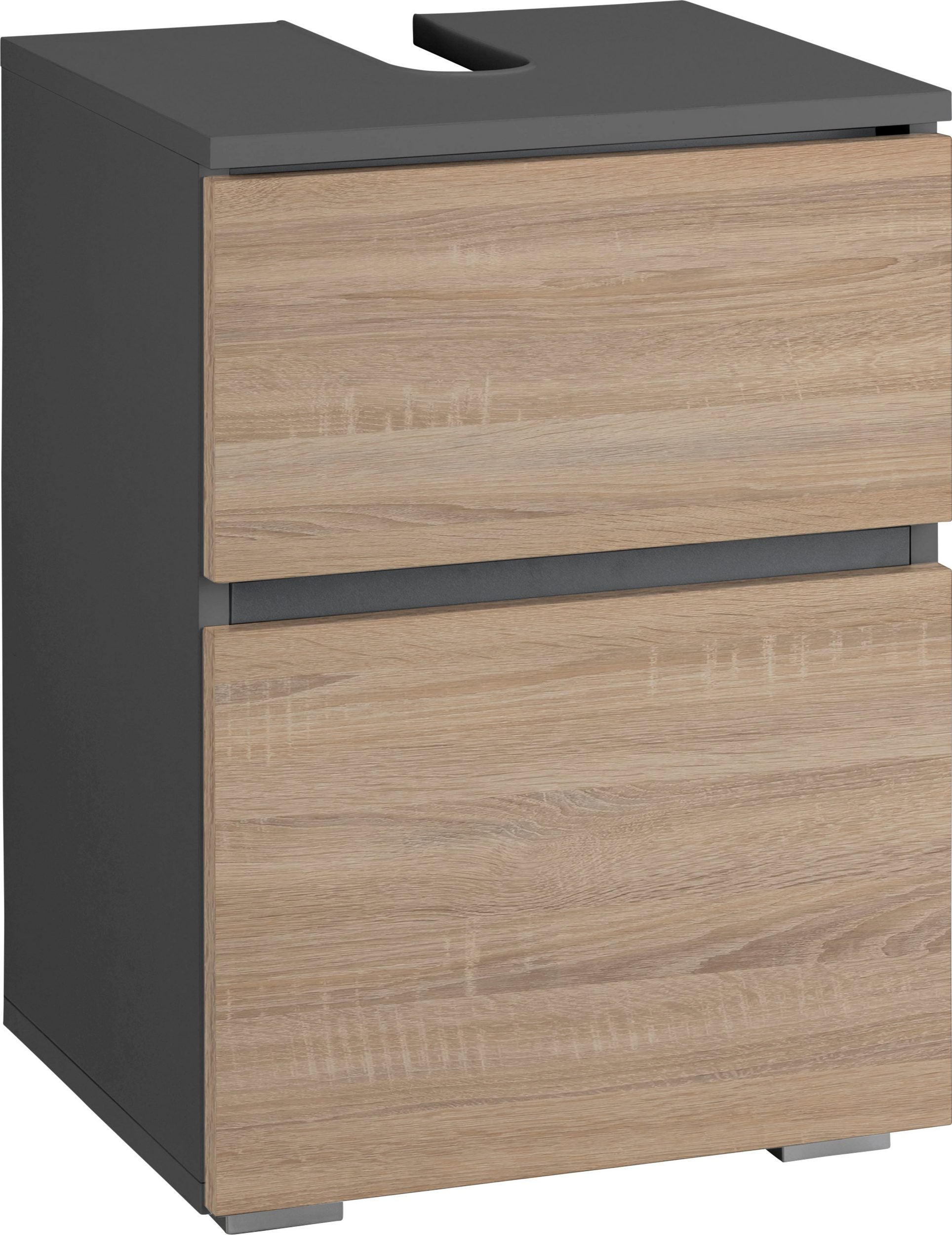 Comoda pentru baie Wisla, Gri-Stejar , 40 cm latime Arboteca