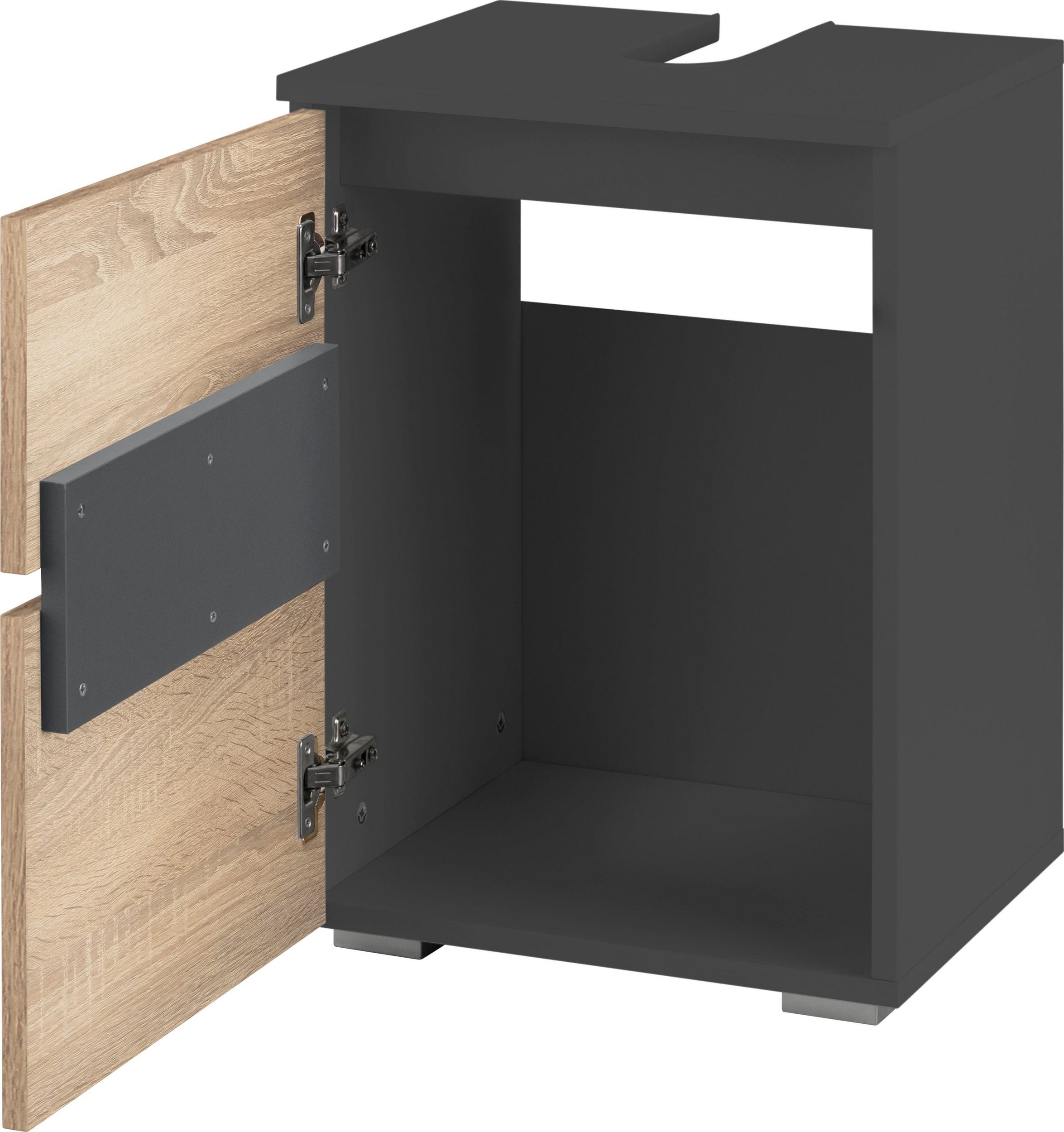 Comoda pentru baie Wisla, Gri-Stejar , 40 cm latime Arboteca