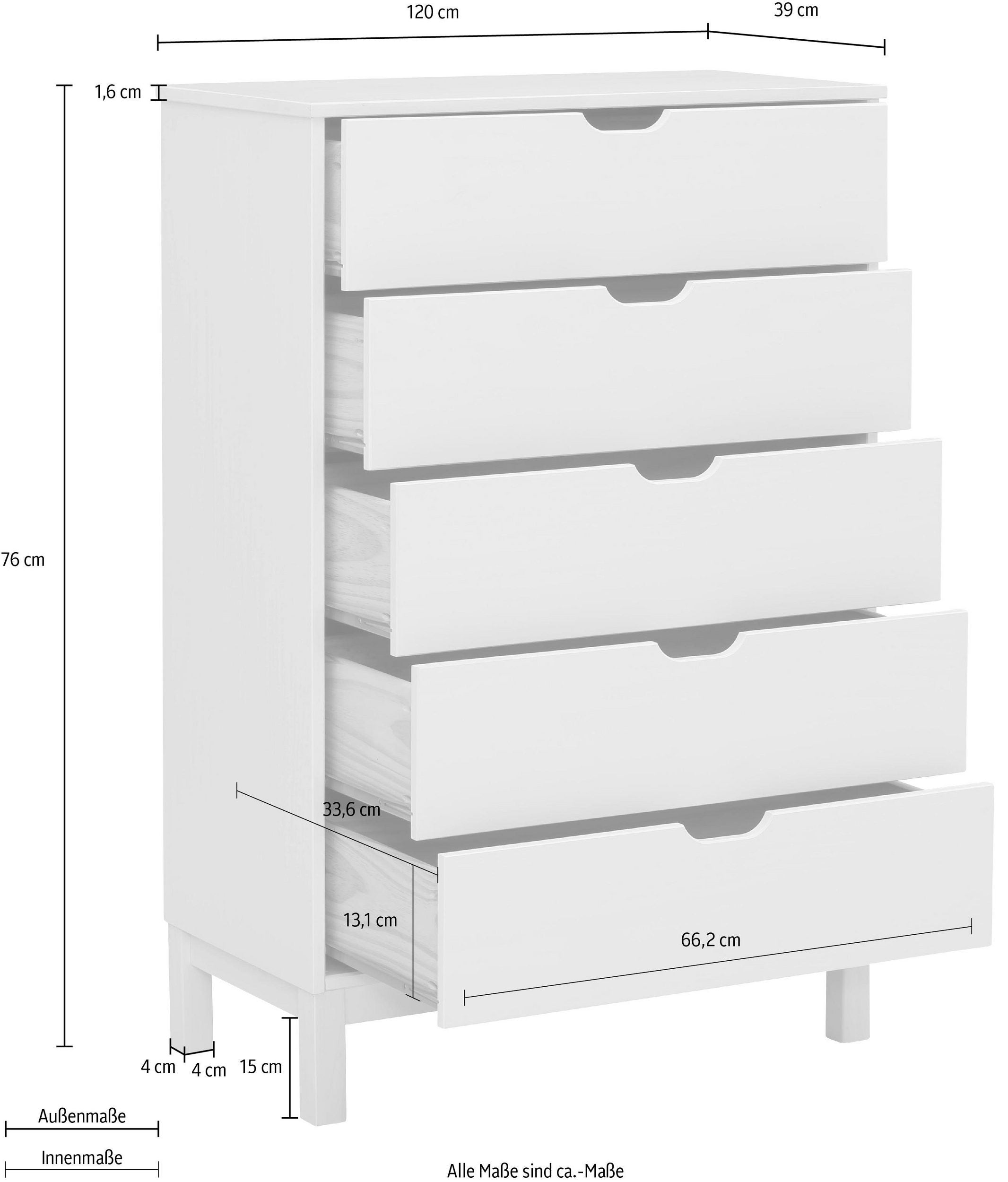 Comoda Post cu sertare , lemn masiv , 76 cm Arboteca