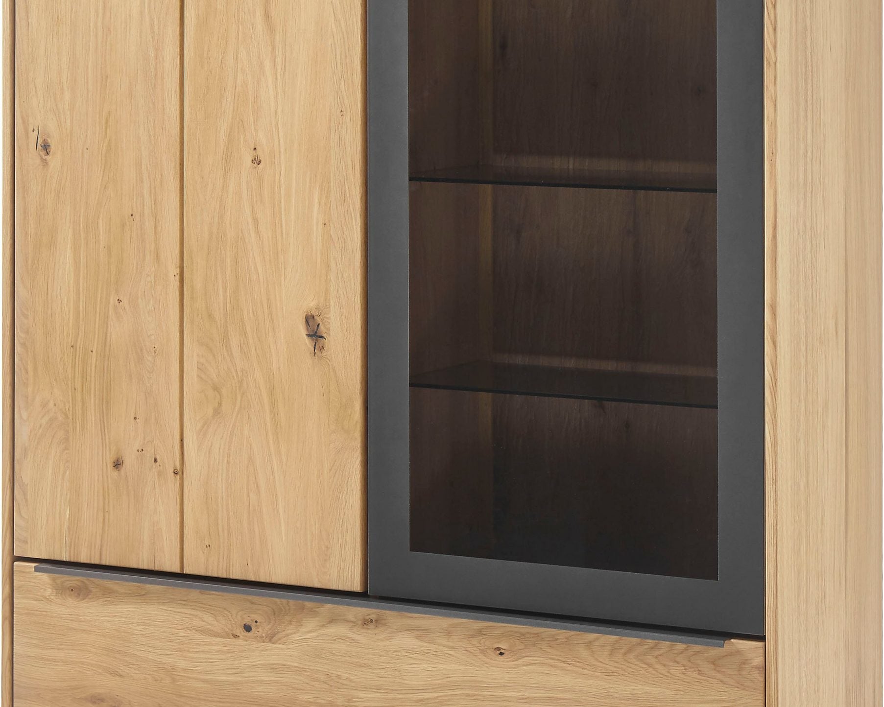 Comoda inalta Alan, iluminare LED, fronturi furniruite, 124 cm latime Arboteca