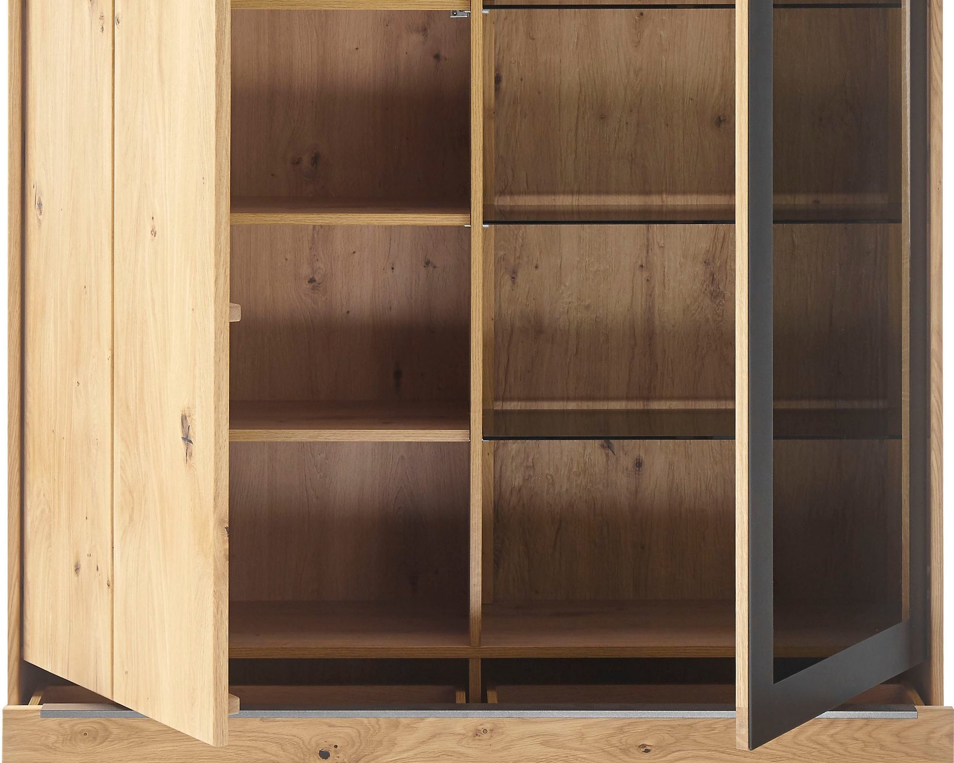 Comoda inalta Alan, iluminare LED, fronturi furniruite, 124 cm latime Arboteca