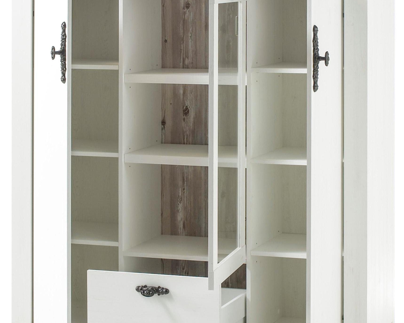 Comodă înaltă Florenz 140 cm, alb-pin, 3 uși Arboteca