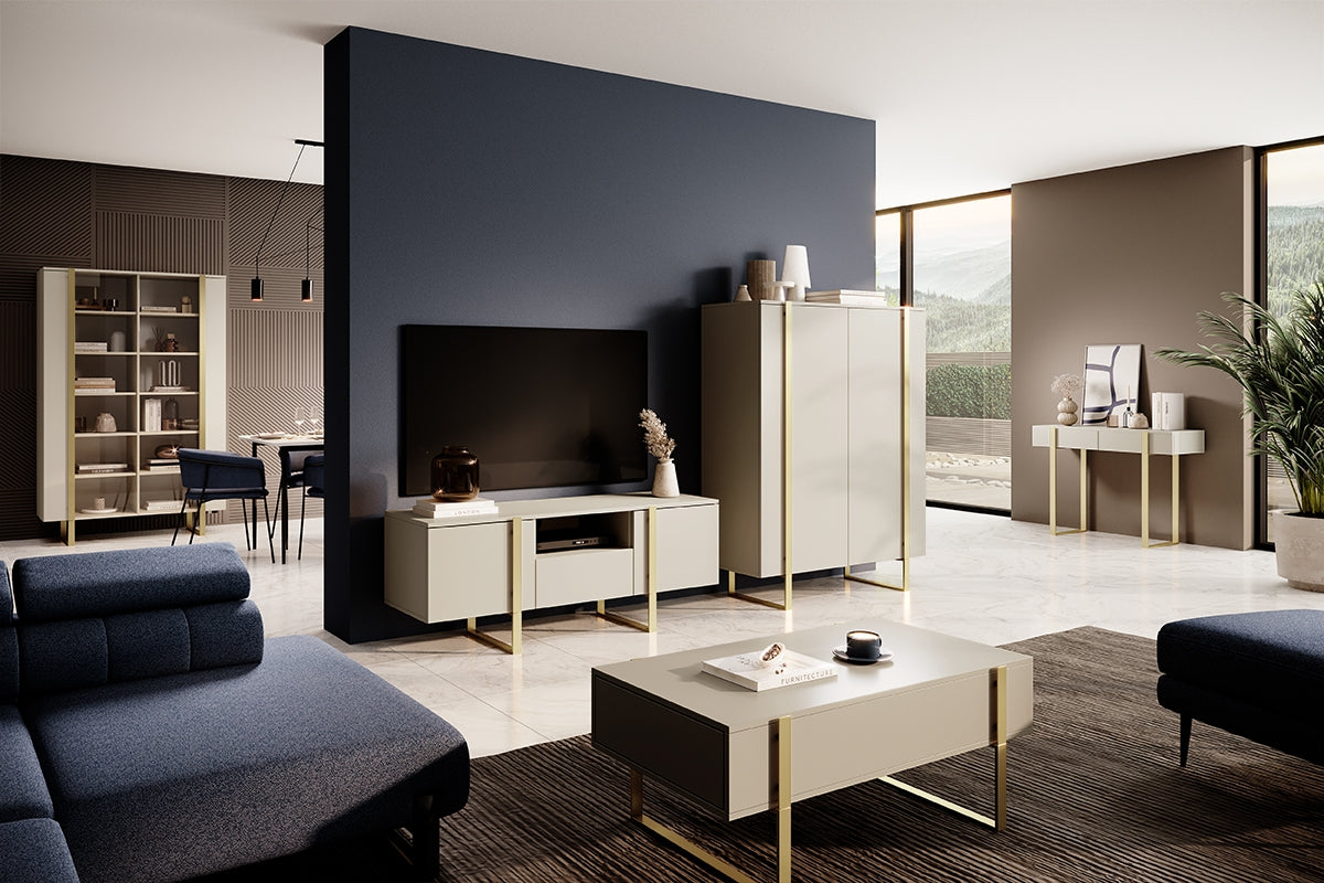 Comoda inalta Verica, Cașmir-Auriu, 120 cm inaltime Arboteca