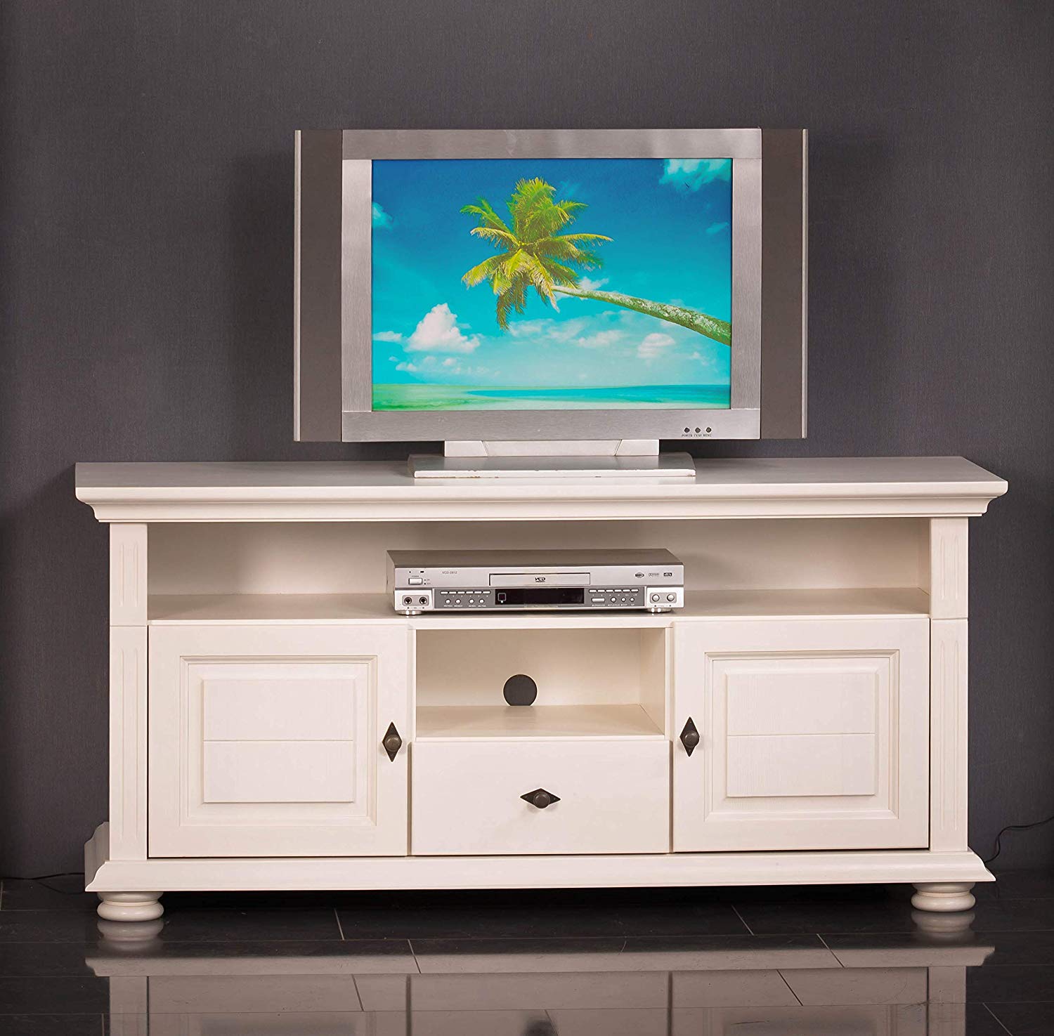 Comoda TV Amelie , Lemn masiv, 137x45x65cm, Alb Arboteca