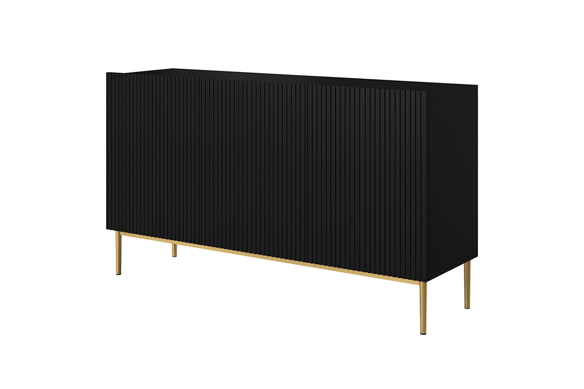 Comoda Nicole din pal, MDF si metal, cu 3 usi, 150 cm latime , Negru-Auriu Arboteca