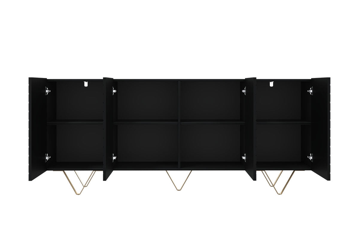 Comoda Scalia, Negru-Auriu, 190 cm latime Arboteca