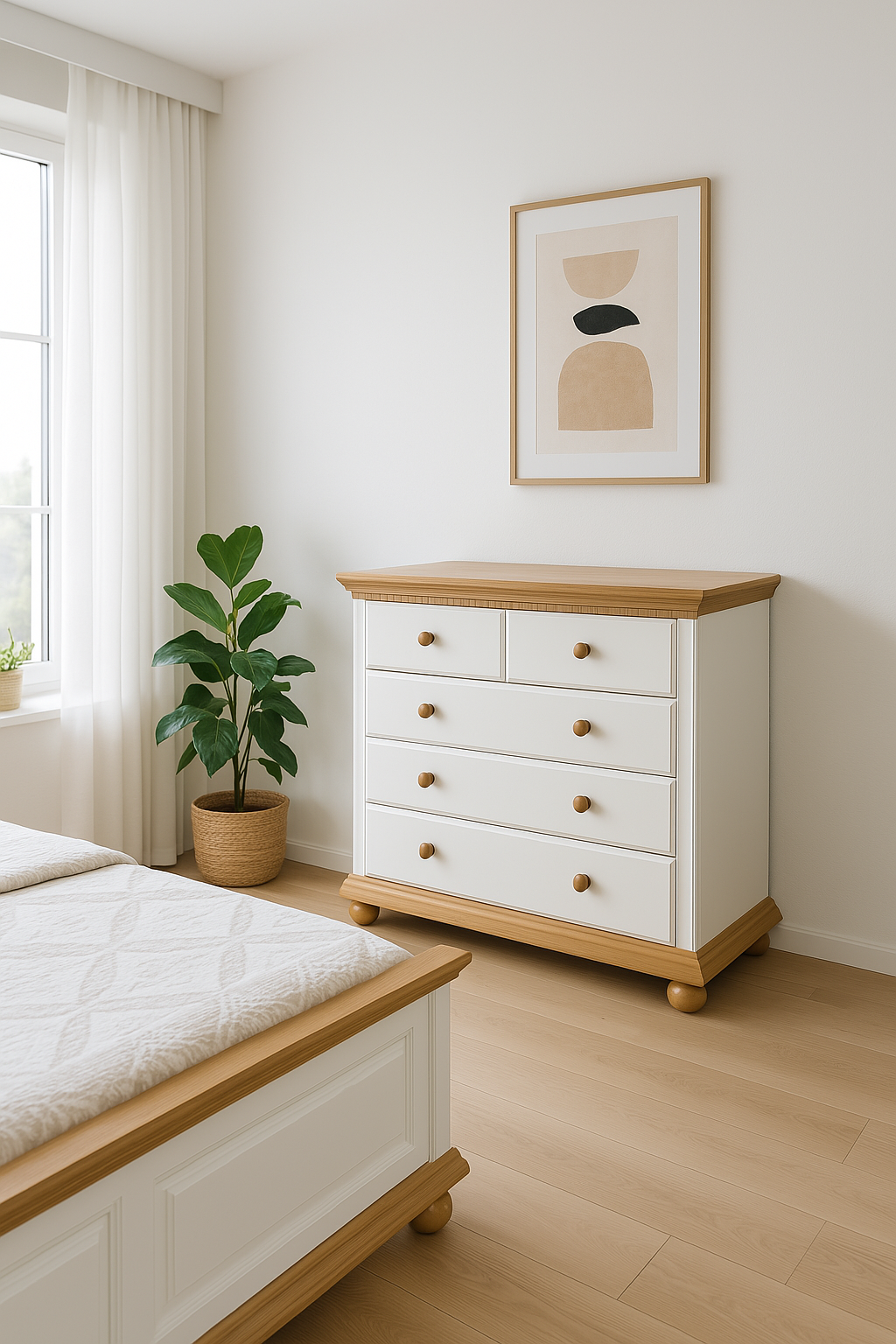 Comoda Bavaria 115x45x90cm, Alb/Natur Arboteca