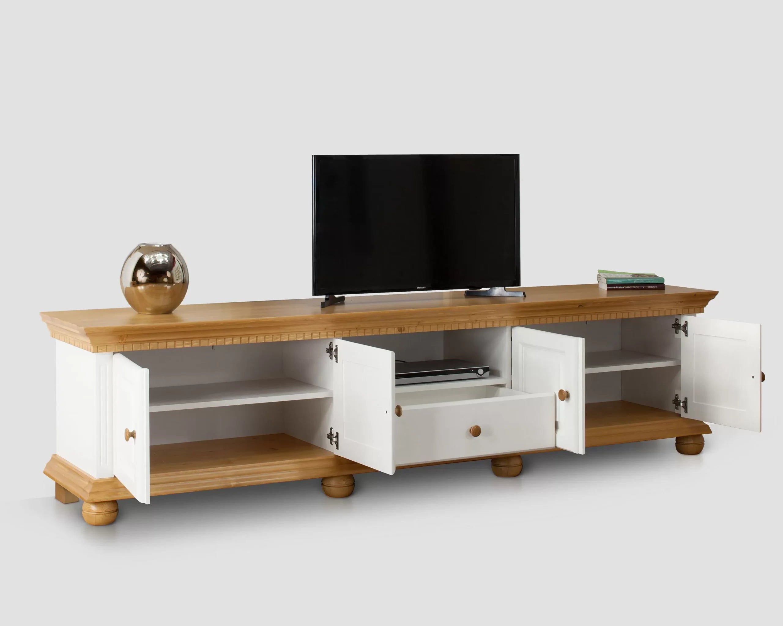 Set living Bavaria din lemn masiv, 220 cm, 4 piese Arboteca