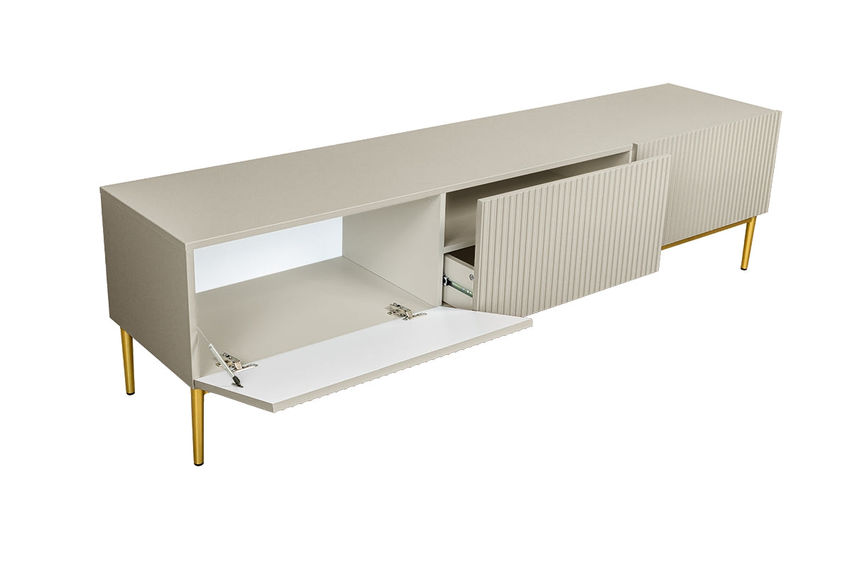 Comoda TV Nicole, 200 cm latime, cașmir / picioare aurii Arboteca