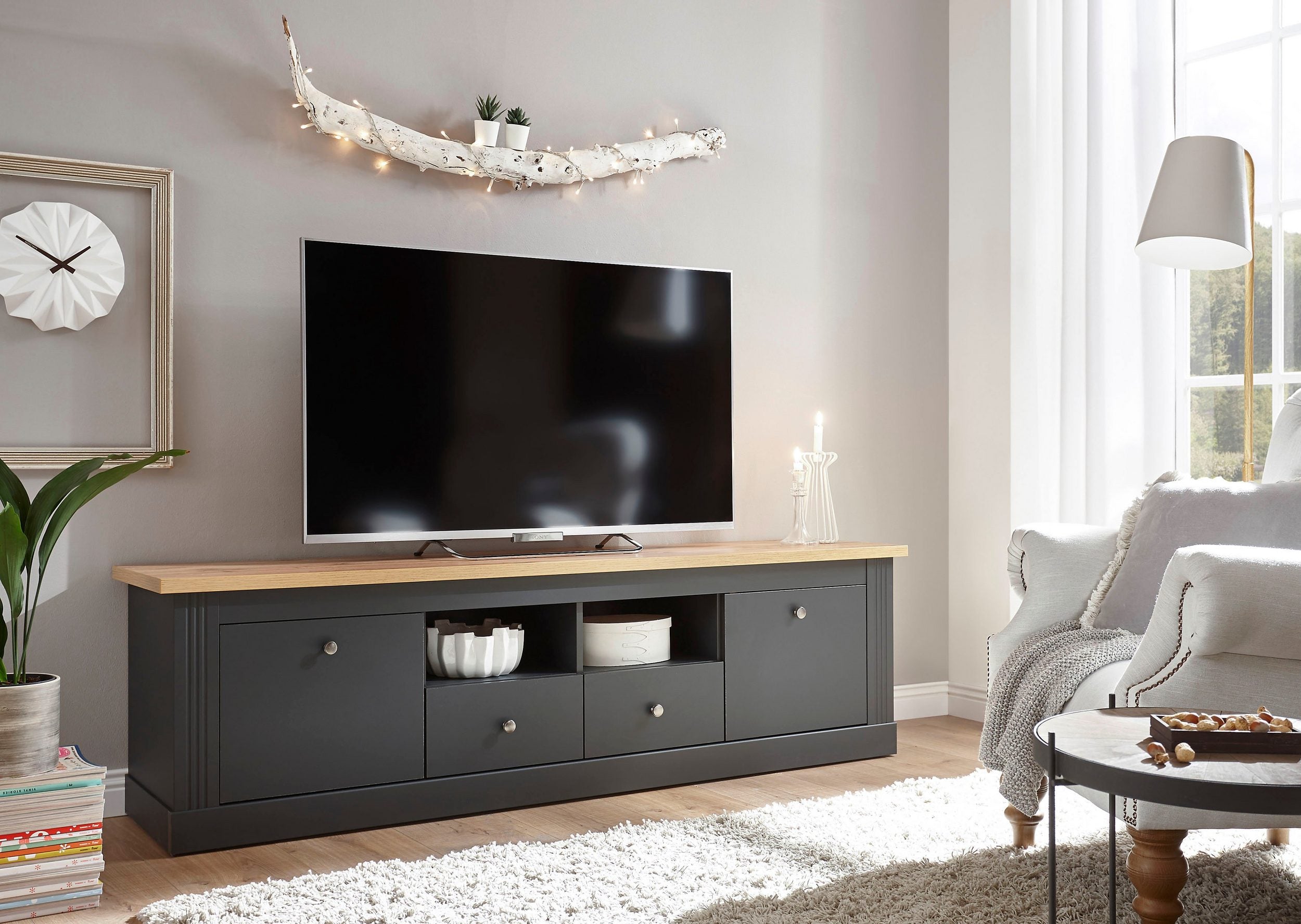 Comoda TV Westmister, Gri, 180 cm latime Arboteca