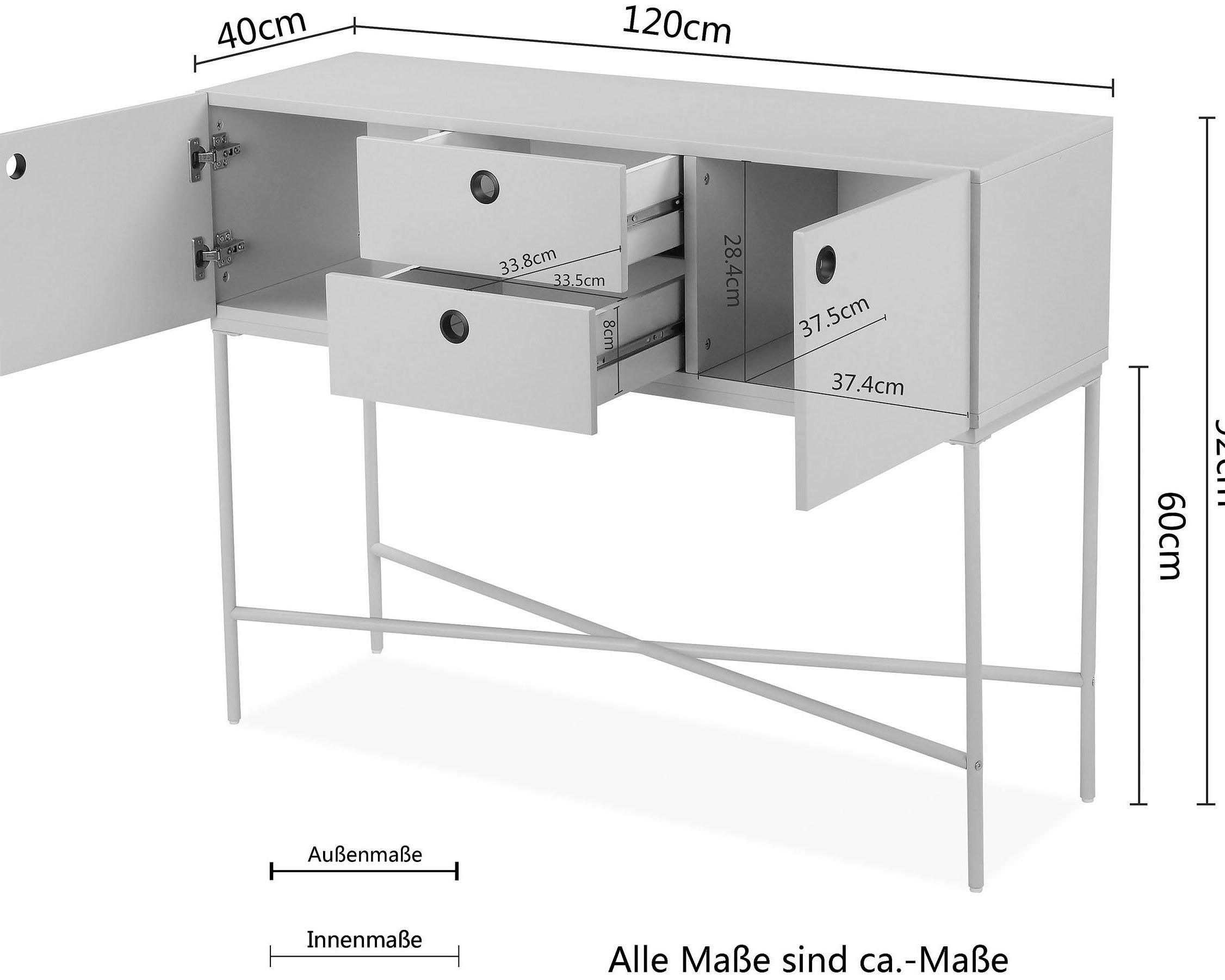 Consolă Mariella, negru, 120 cm Arboteca