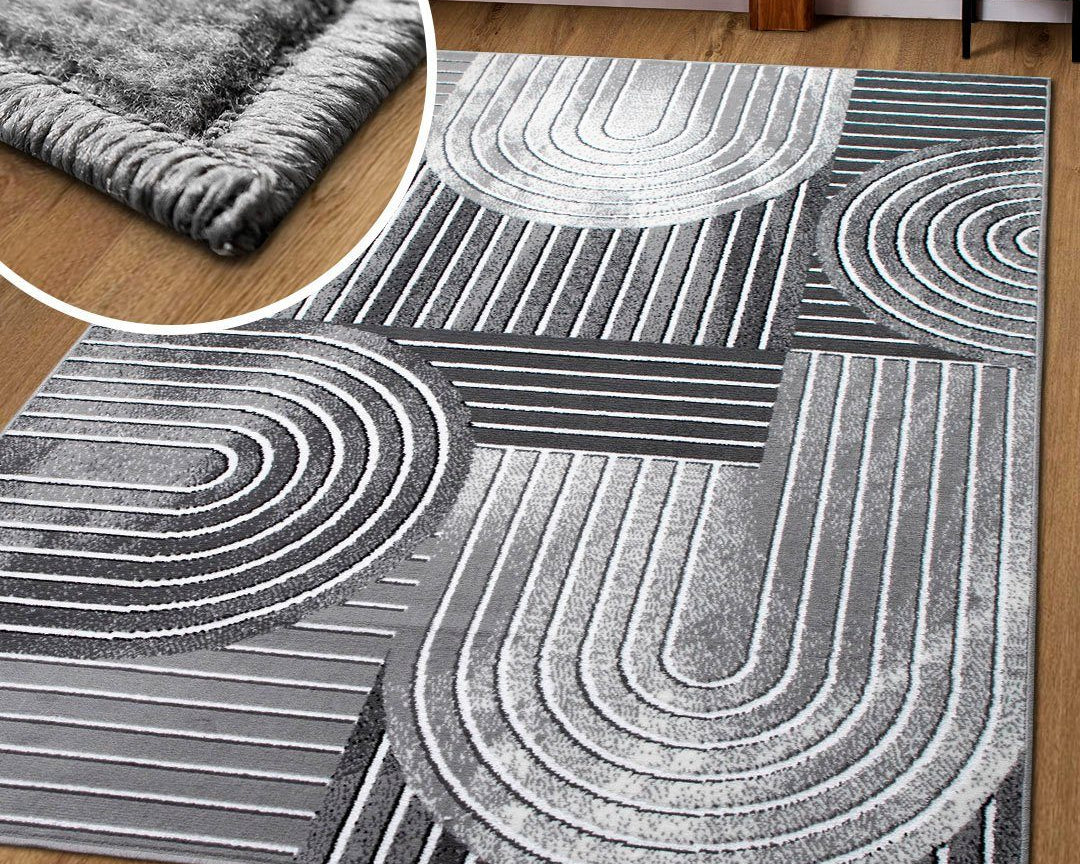 Covor Lyssandra, aspect 3D, gri, 280 x 380 cm Arboteca