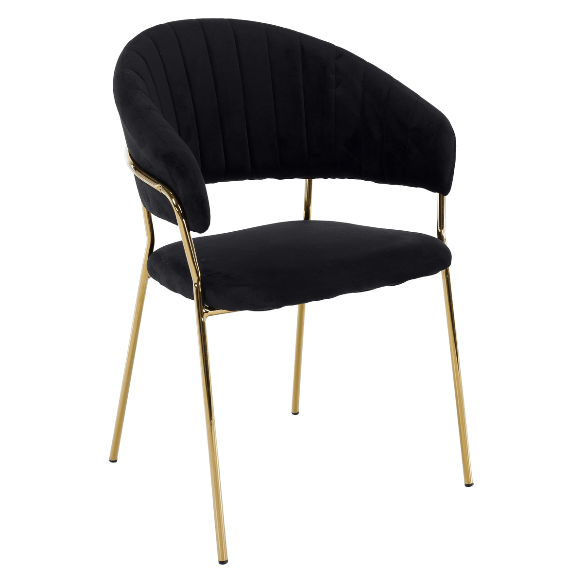 Scaun de sufragerie de design ANAGNI TIP 1, material Velvet negru/gold crom auriu, 58x53x81.5 cm Kondela