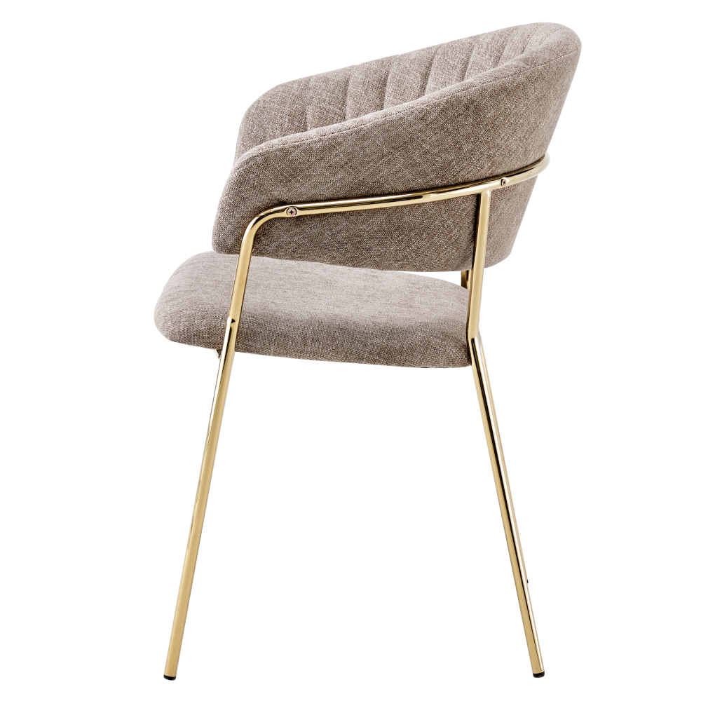 Fotoliu de sufragerie de design ANAGNI TIP 1, textil maro/gold crom auriu, 58x53x81.5 cm Kondela