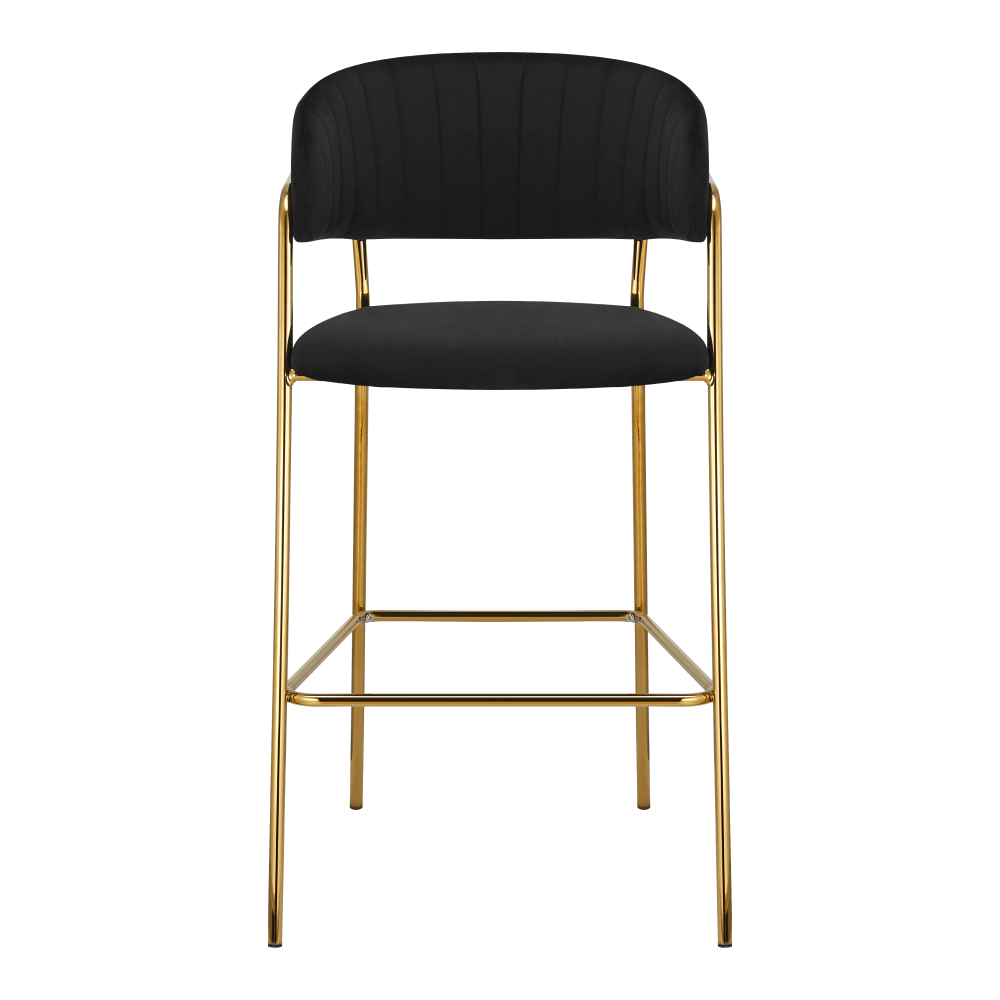 Scaun de bar de design ANAGNI TIP 2, material catifea neagră/gold crom auriu, 55x58x107 cm Kondela