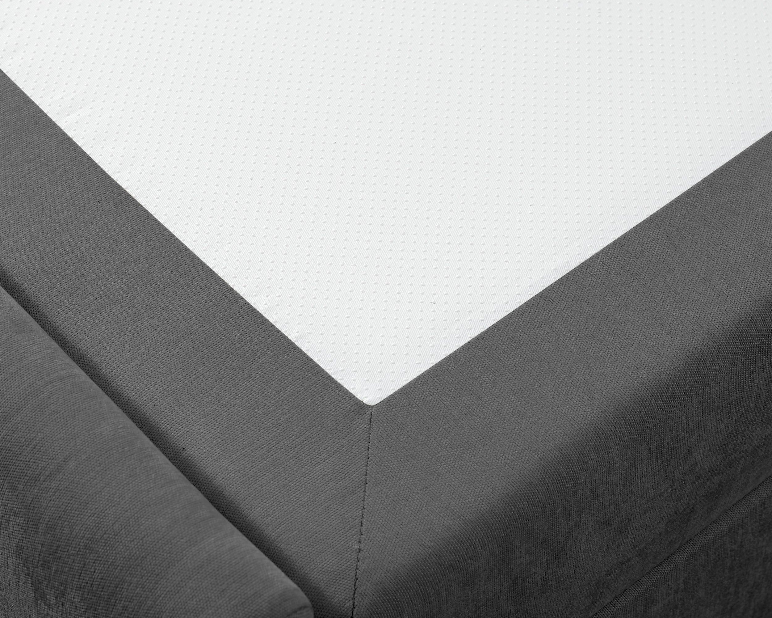 Pat boxspring Lilienne, 180×200 cm, ladă depozitare, saltea H3 + topper Arboteca