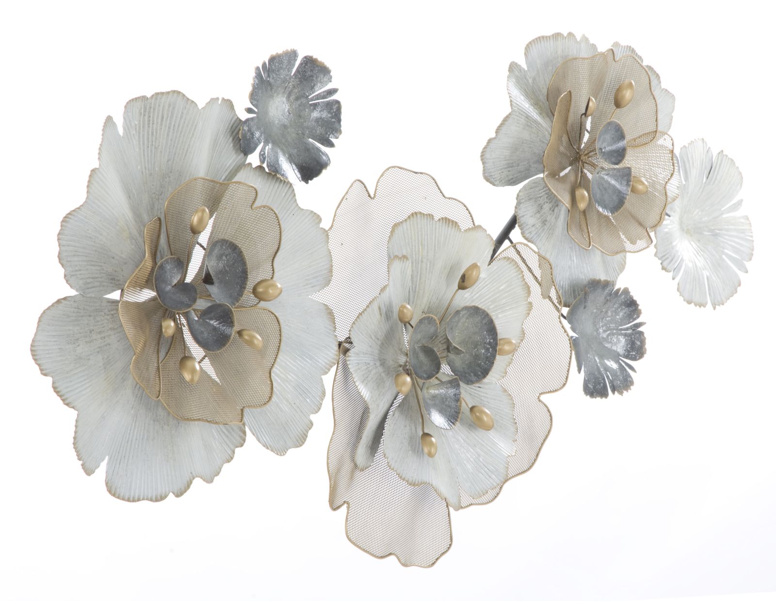 Decorațiune perete metalică Floral, model floral, 119x60x8 cm Arboteca