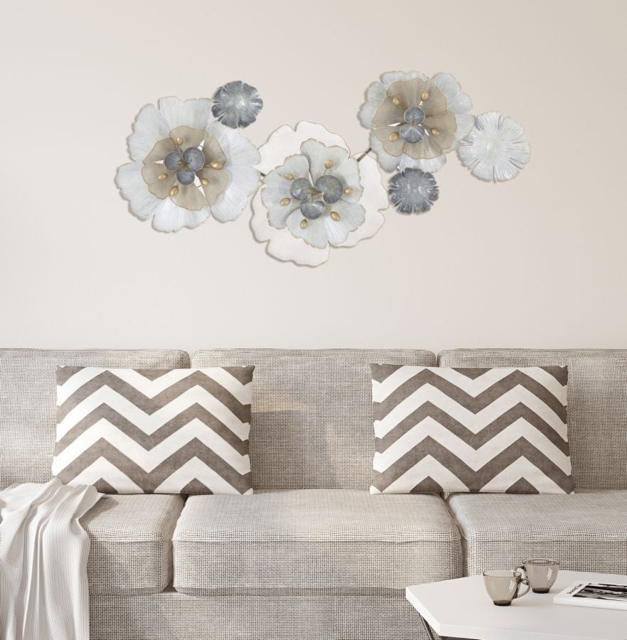 Decorațiune perete metalică Floral, model floral, 119x60x8 cm Arboteca