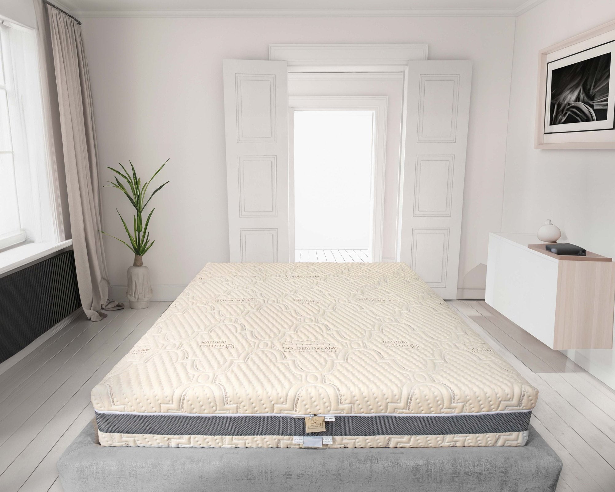 Saltea memory foam Super Golden, 7 zone de confort, husă detașabilă la alegere, 28 cm Cotton 4D Golden Dreams