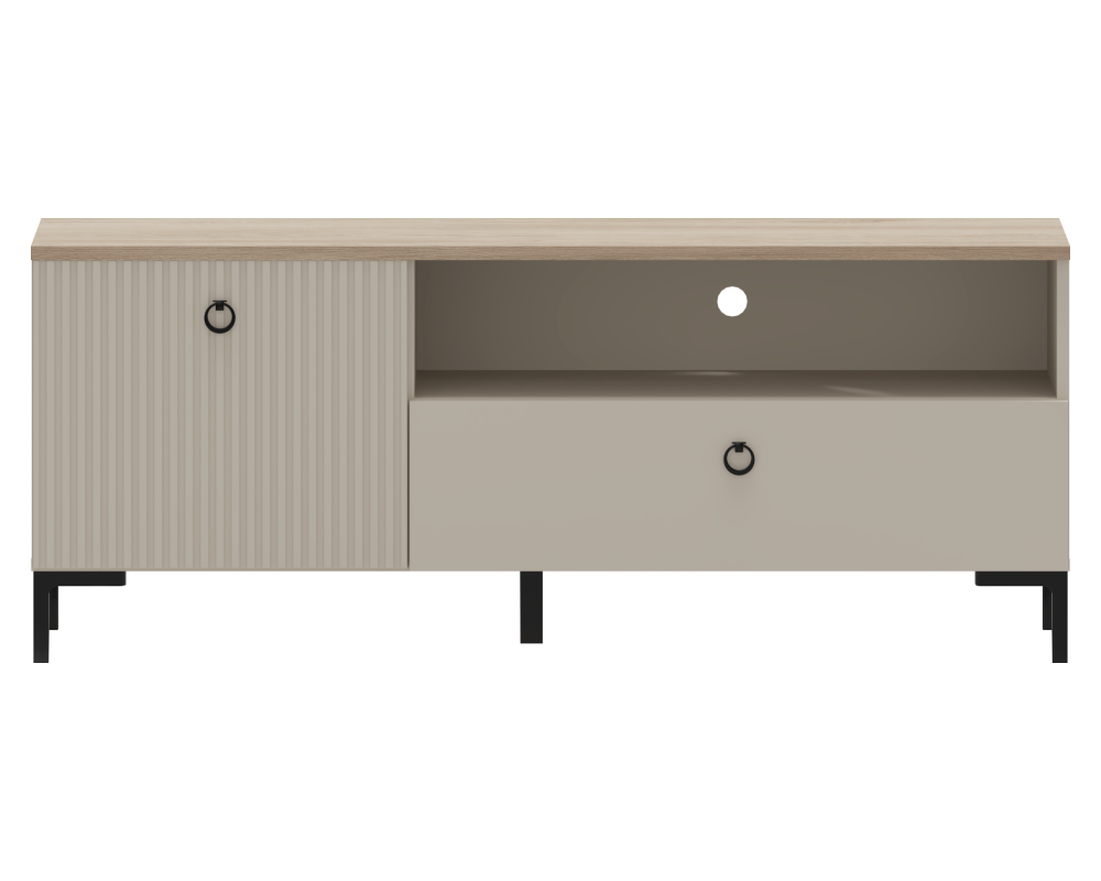 Comodă TV DOMCA, gri-maro Taupe/silverjack, 1 ușă, 135 cm Kondela