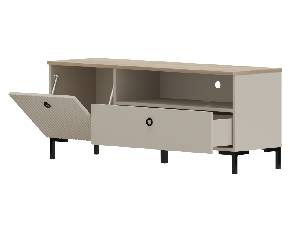 Comodă TV DOMCA, gri-maro Taupe/silverjack, 1 ușă, 135 cm Kondela