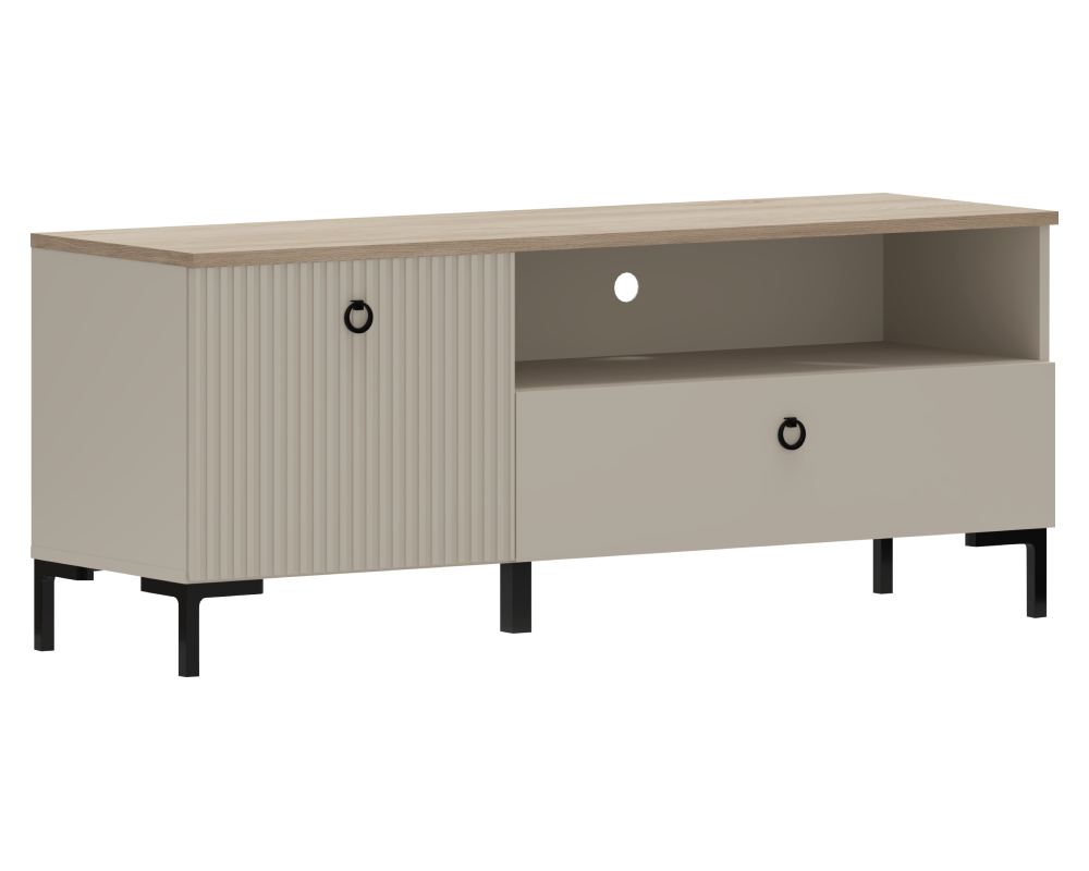 Comodă TV DOMCA, gri-maro Taupe/silverjack, 1 ușă, 135 cm Kondela
