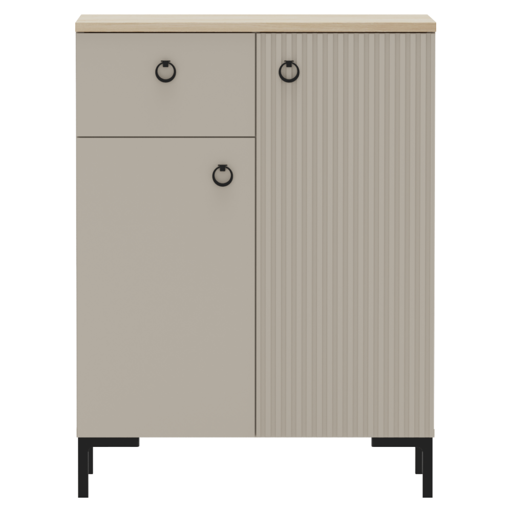 Comodă DOMCA, gri-maro Taupe/silverjack, 2 uși și 1 sertar, 70 cm Kondela