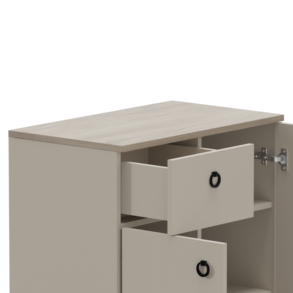 Comodă DOMCA, gri-maro Taupe/silverjack, 2 uși și 1 sertar, 70 cm Kondela