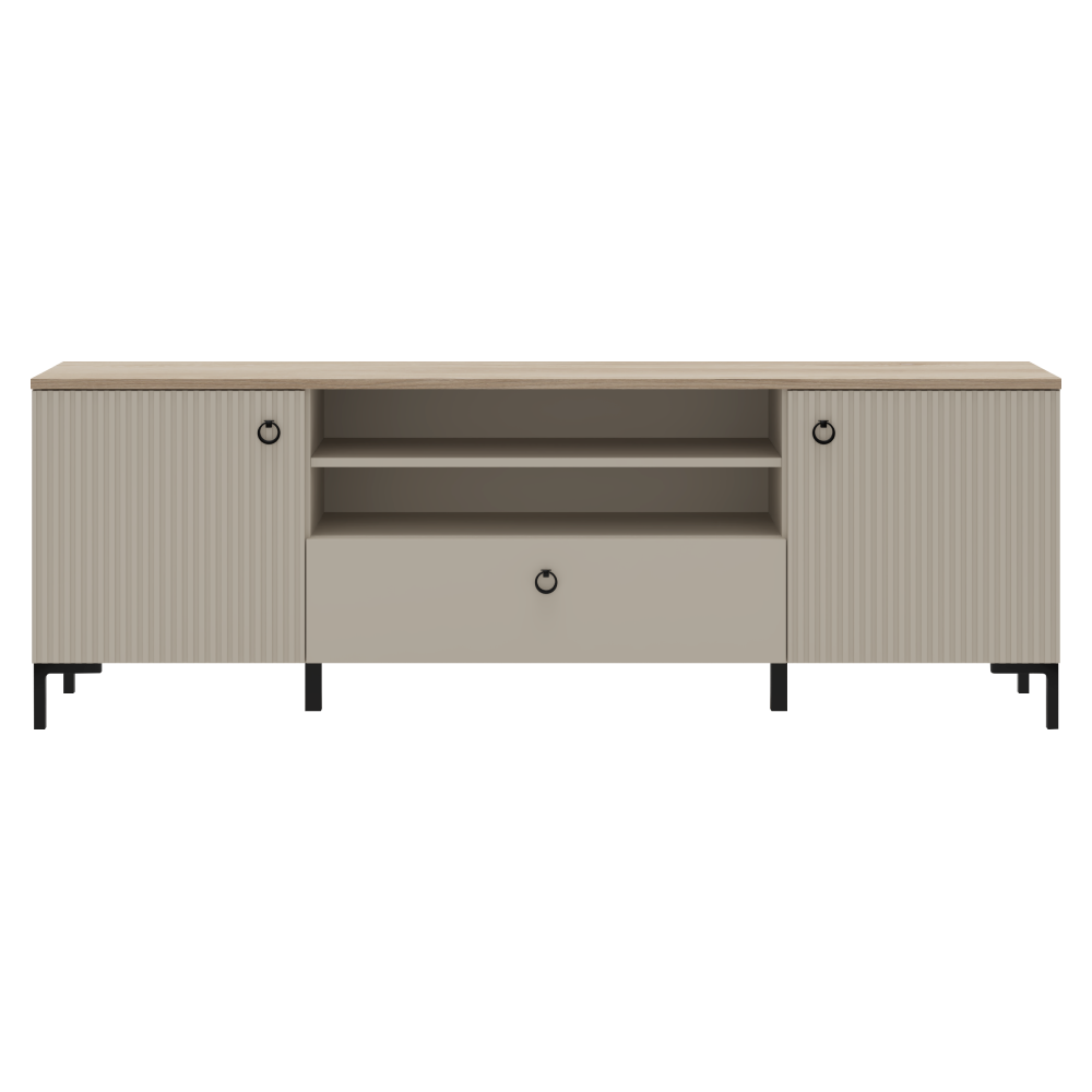 Comodă TV DOMCA, gri-maro Taupe/silverjack, 2 uși, 184 cm Kondela