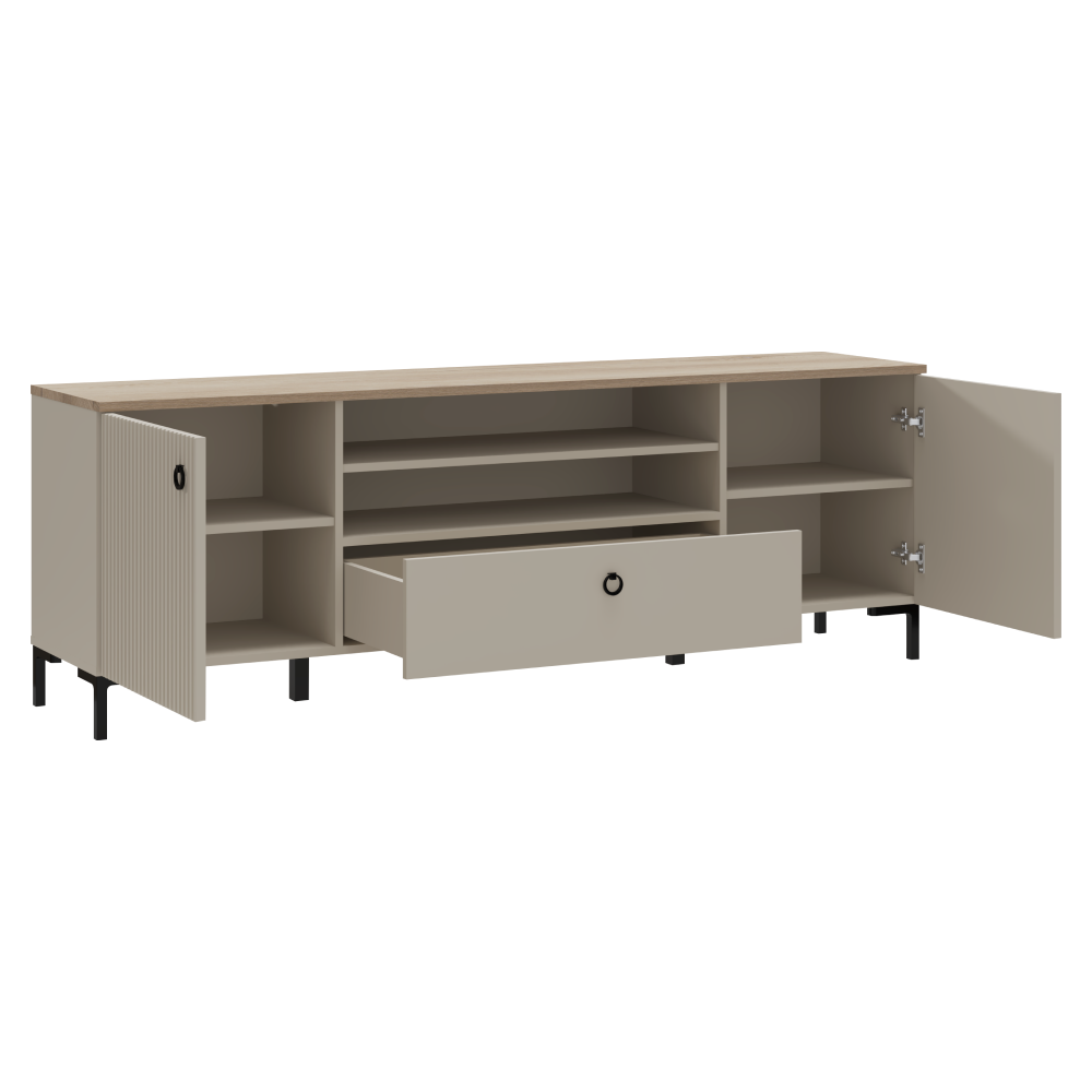 Comodă TV DOMCA, gri-maro Taupe/silverjack, 2 uși, 184 cm Kondela