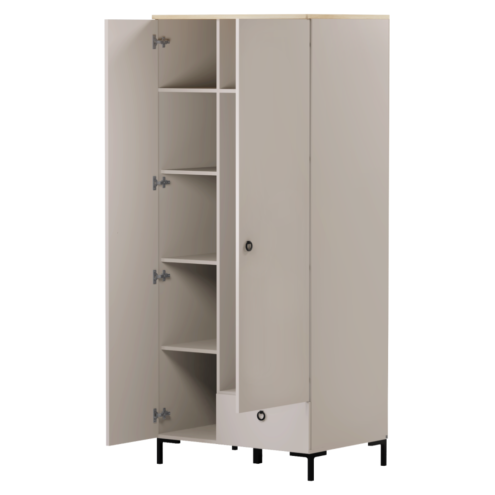 Dulap, gri-maroniu Taupe/stejar silverjack, DOMCA 2D1S Kondela