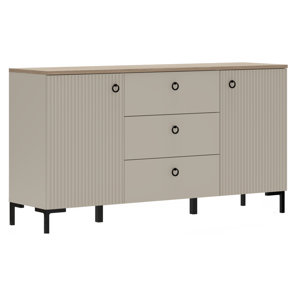 Comodă DOMCA, gri-maro Taupe/silverjack, 2 uși și 3 sertare, 150 cm Kondela