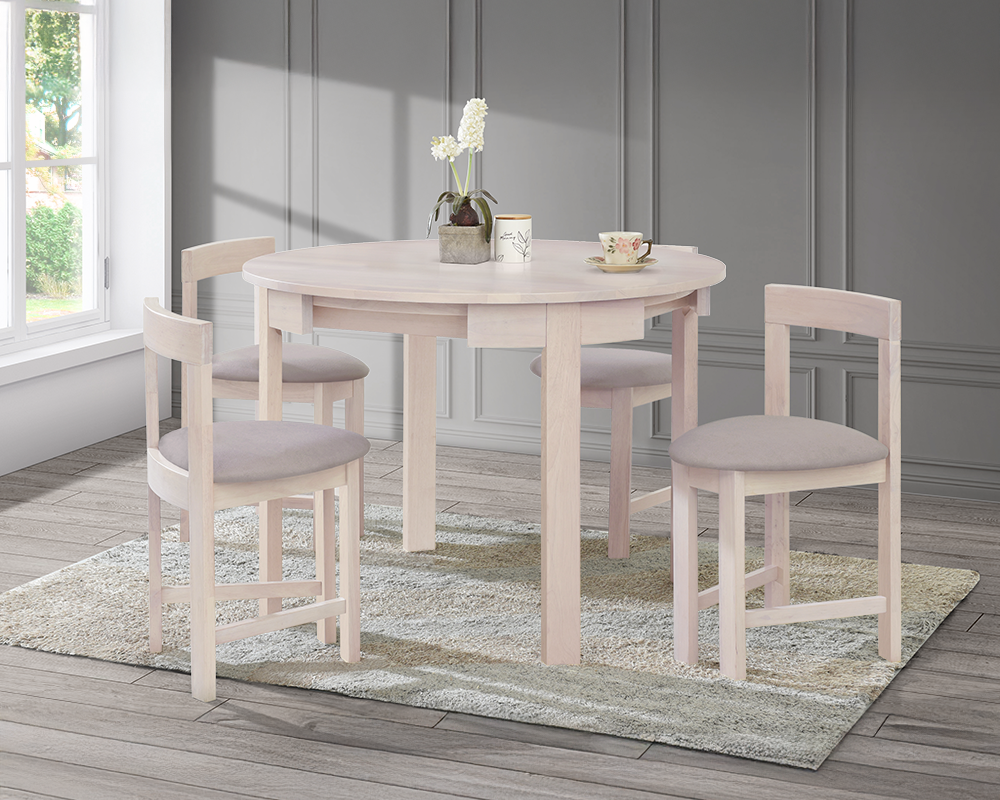 Set de sufragerie 1+4, lemn masiv, alb model lemn /gri-bej, DOMIO Kondela