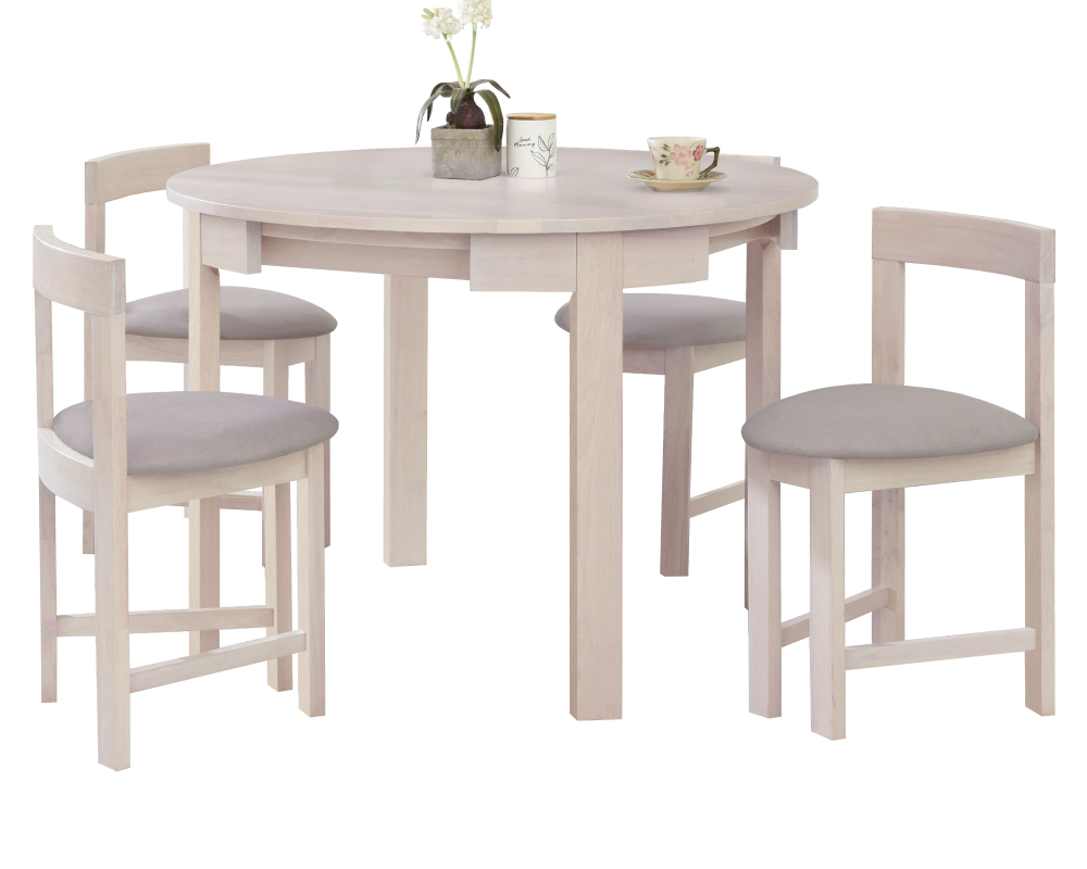 Set de sufragerie 1+4, lemn masiv, alb model lemn /gri-bej, DOMIO Kondela
