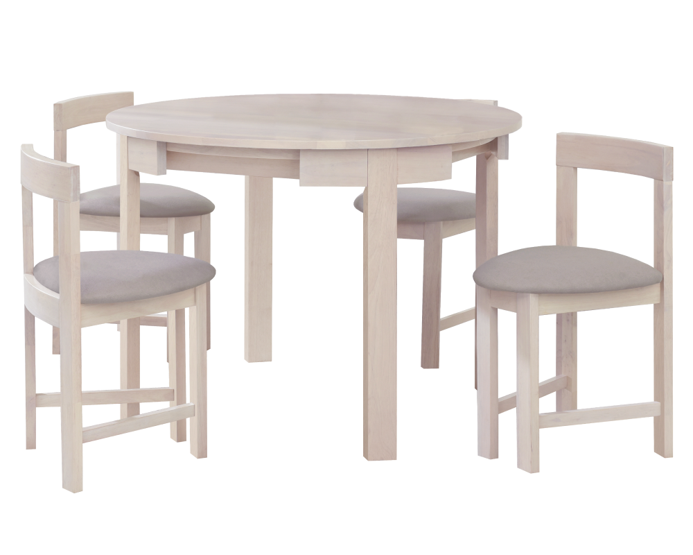 Set de sufragerie 1+4, lemn masiv, alb model lemn /gri-bej, DOMIO Kondela