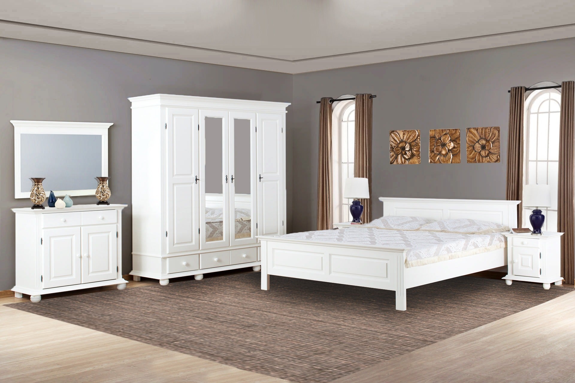 Set dormitor lemn masiv Sandra, complet Arboteca