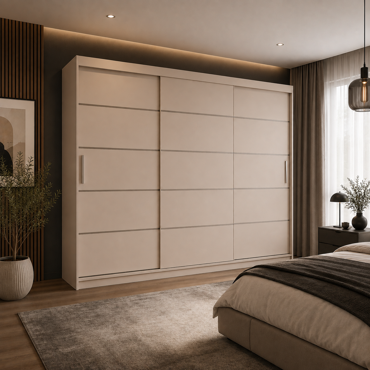 Dressing FIRENZE cașmir deschis cu uși culisante, cu sau fără oglindă, PAL 18 mm, 240x60x200 cm Arboteca