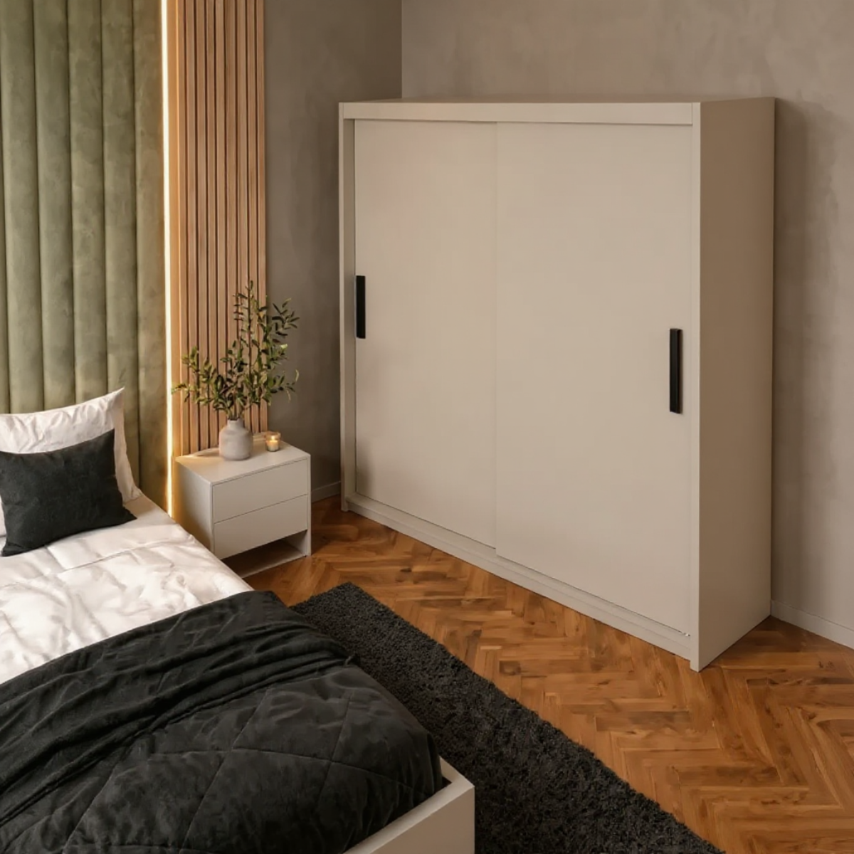 Dressing MENAGGIO cașmir deschis cu 2 uși culisante, PAL melaminat 18 mm, 160x60x200 cm Arboteca