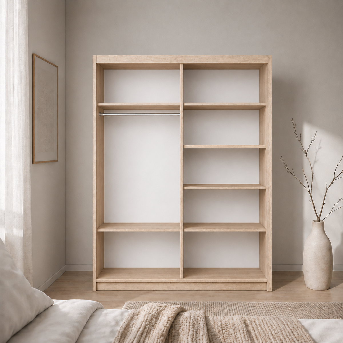 Dressing MENAGGIO cu 2 uși culisante, sonoma și alb, PAL melaminat 18 mm, 160x60x200 cm Arboteca