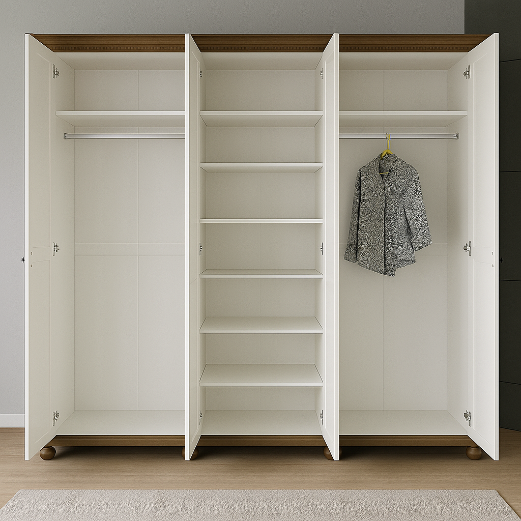 Dulap cu 5 usi Bavaria, Alb-Nuc Arboteca