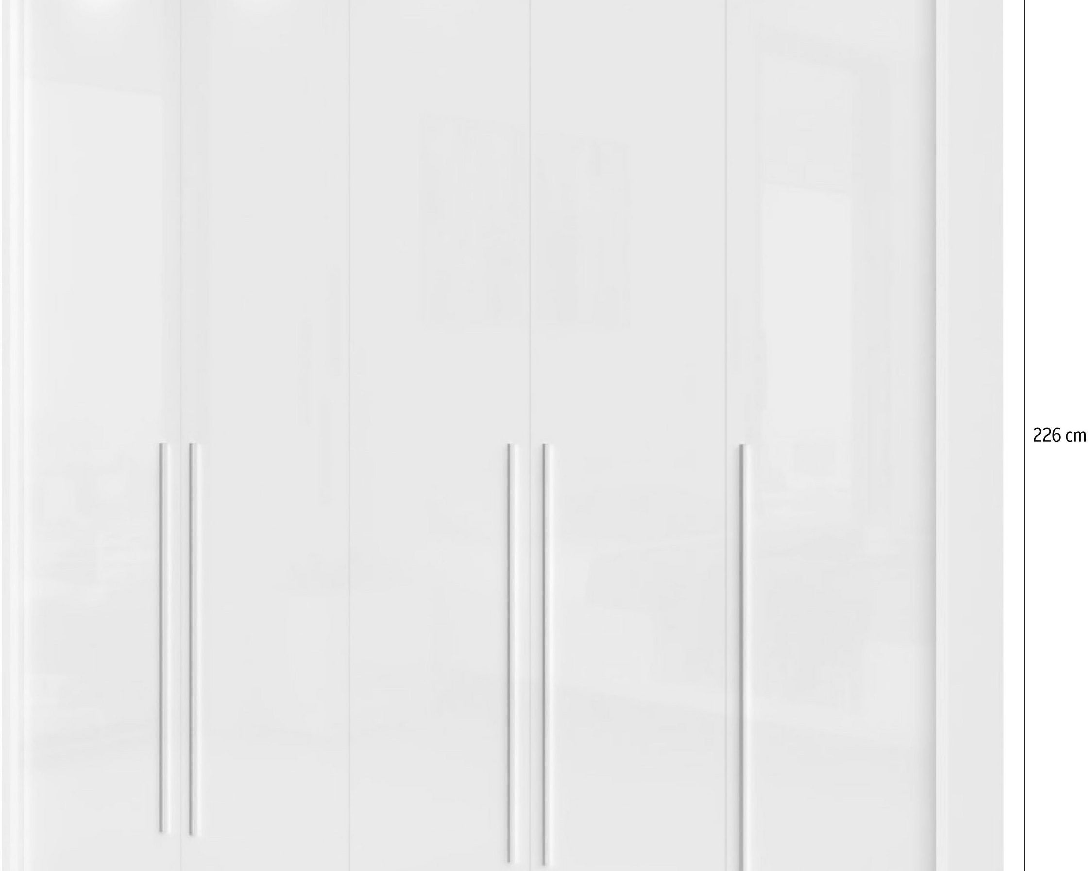 Dulap cu cinci usi Piano , Iluminare LED , Alb lucios , 232 cm latime Arboteca