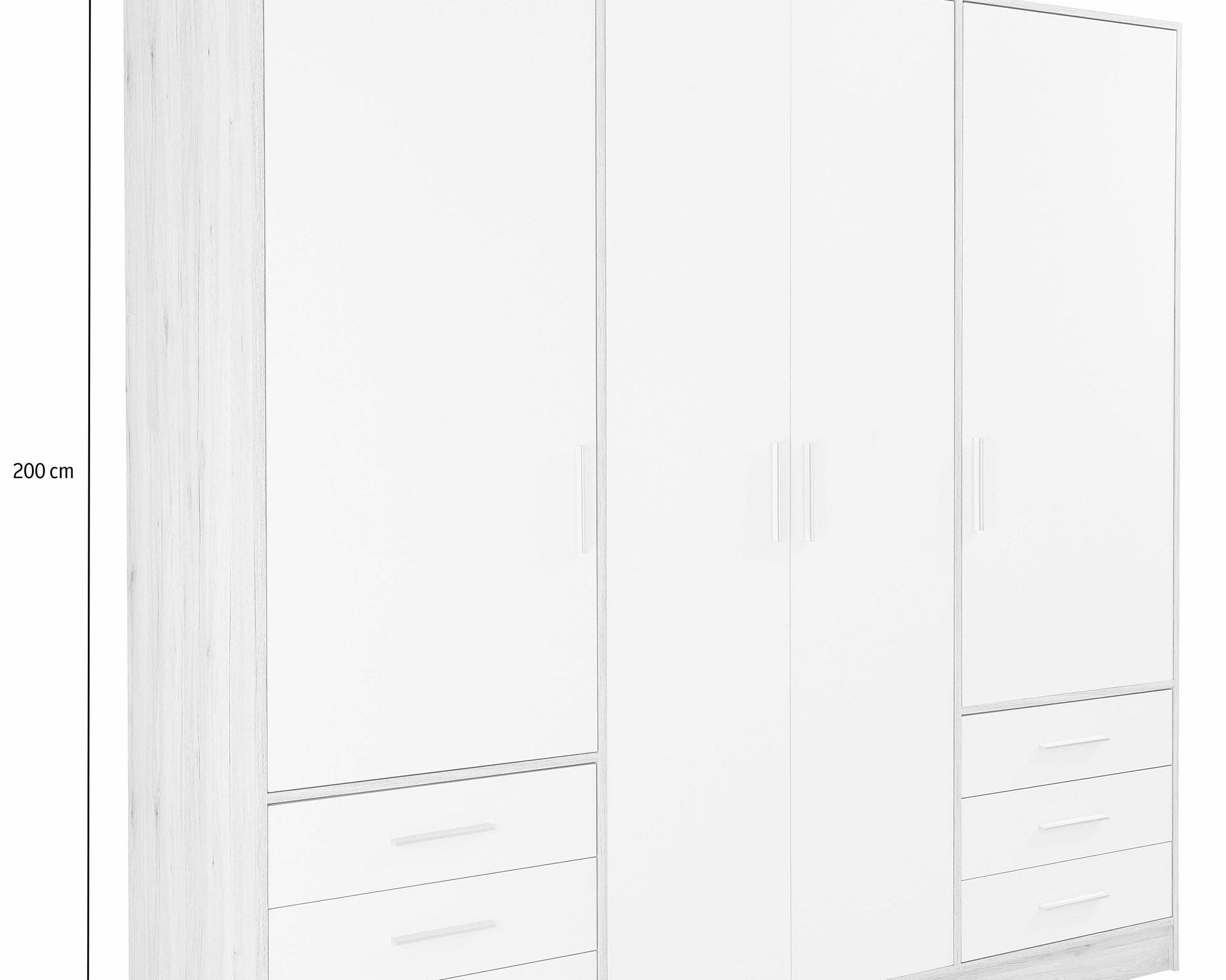 Dulap cu patru usi Jupiter , Alb-Gri , 207 cm latime Arboteca