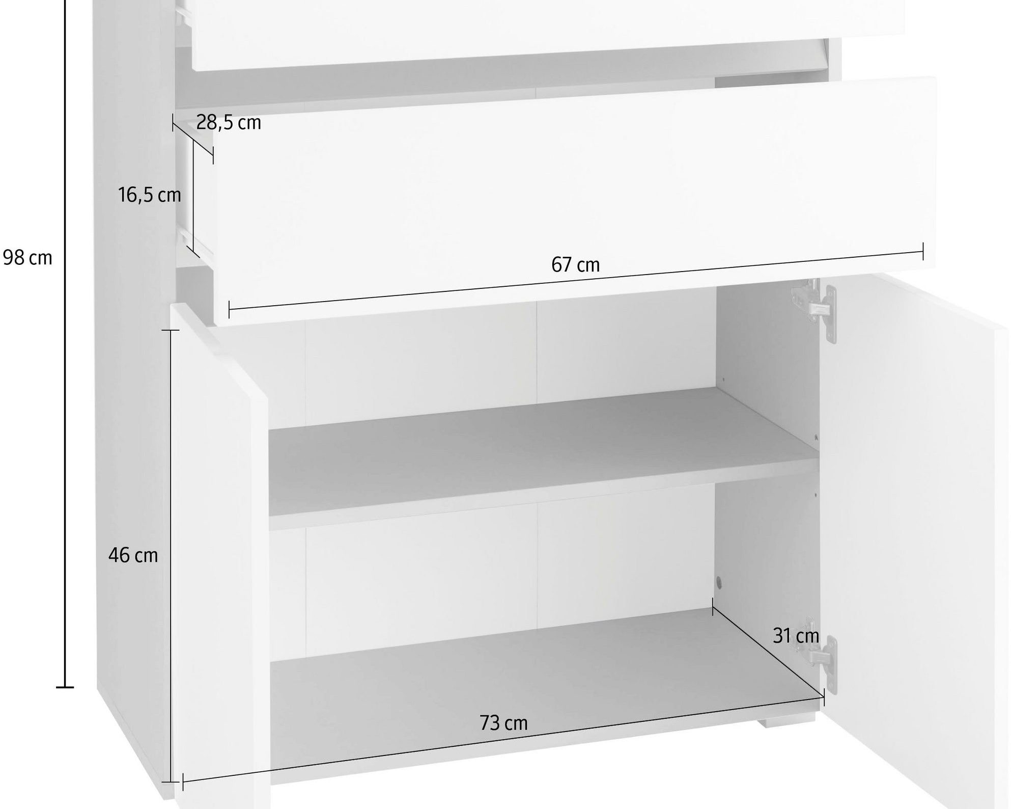 Comoda de baie inalta Wisla din PAL, stejar-gri, 76 cm Arboteca