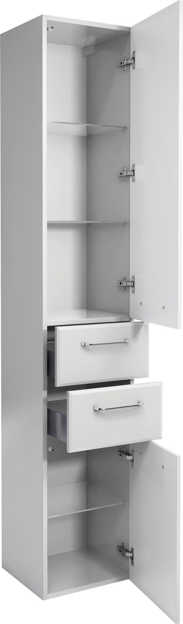 Dulap înalt de baie Quickset Pelipal, 185.5 cm inaltime, Alb lucios Arboteca