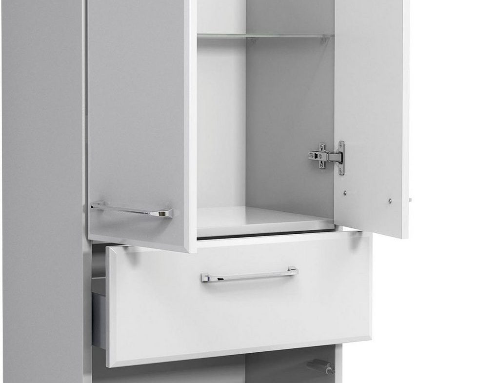 Dulap de baie Quickset , cos pentru rufe integrat , Alb lucios , 50 cm latime Arboteca