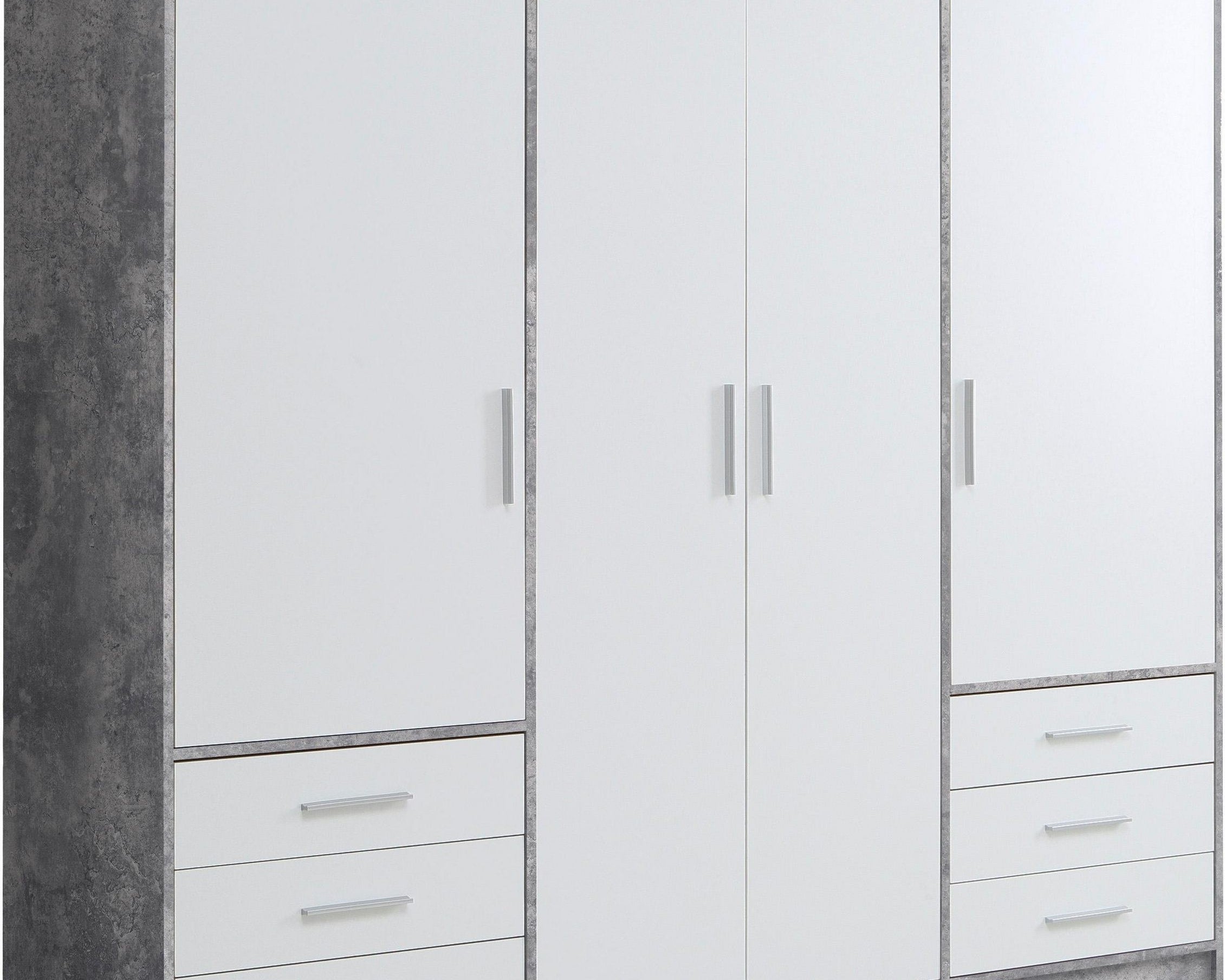 Dulap cu patru usi Jupiter , Alb-Gri , 207 cm latime Arboteca